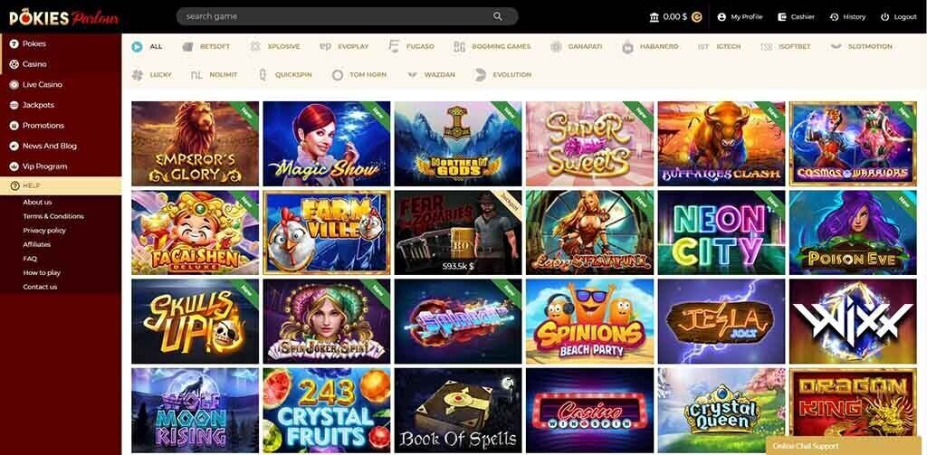 Video slots at Pokies Parlour