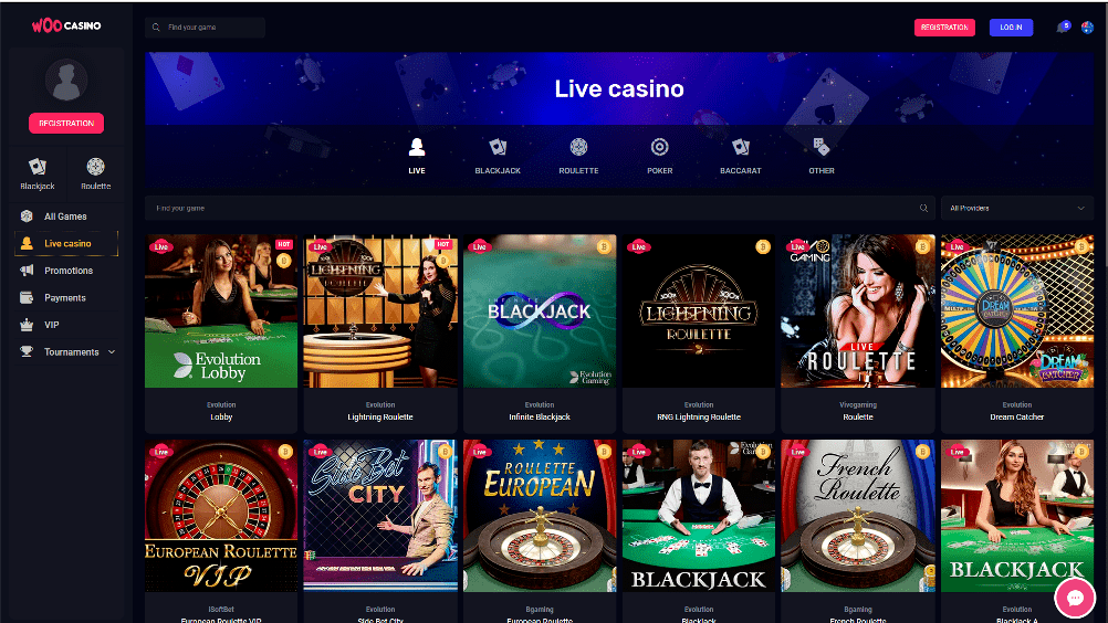Woo Casino Table Games