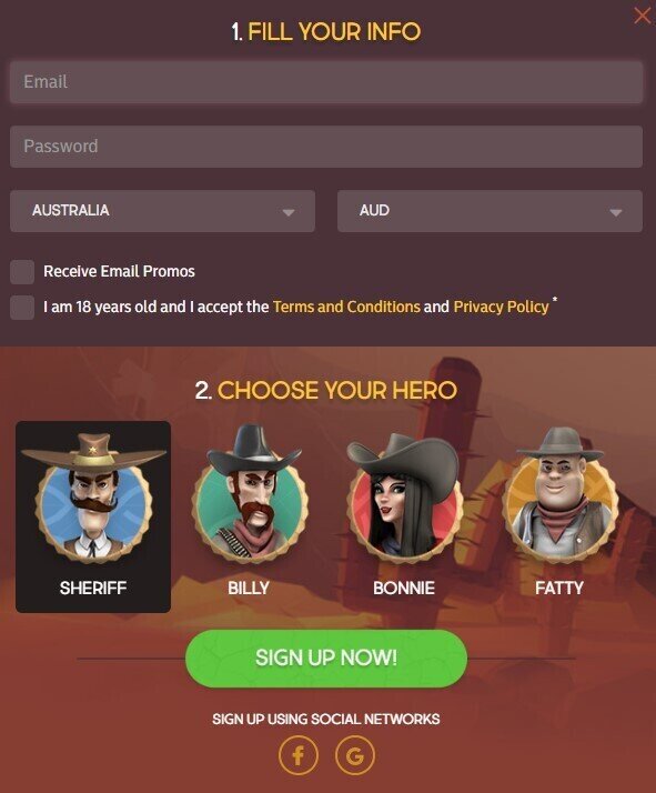 Gunsbet Casino sign up