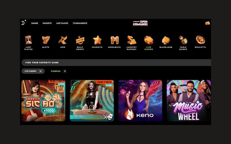 spin samurai casino live dealer games