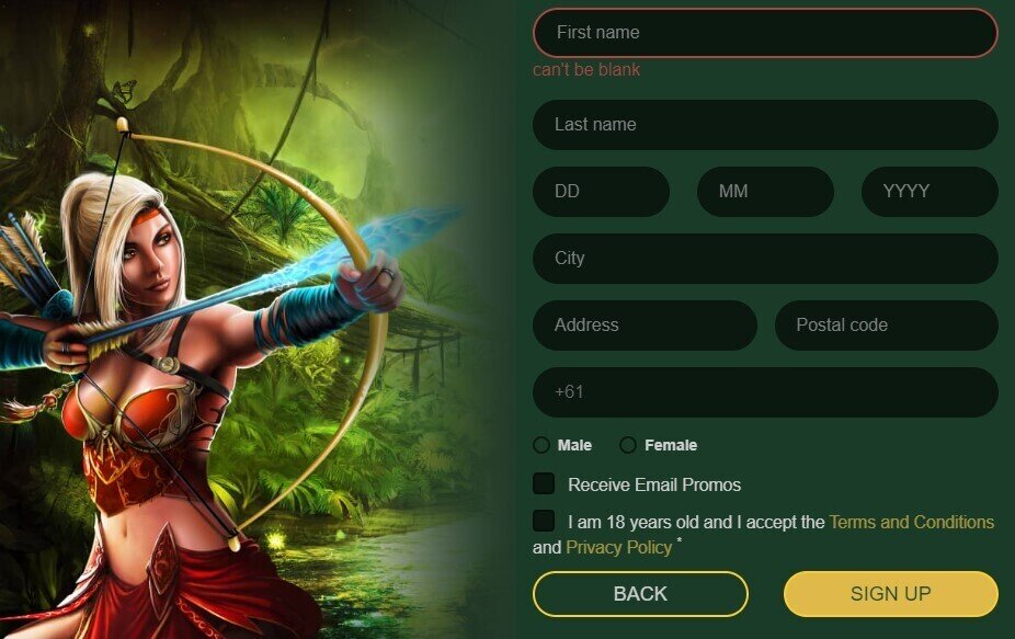 Golden Crown Casino Registration screenshot