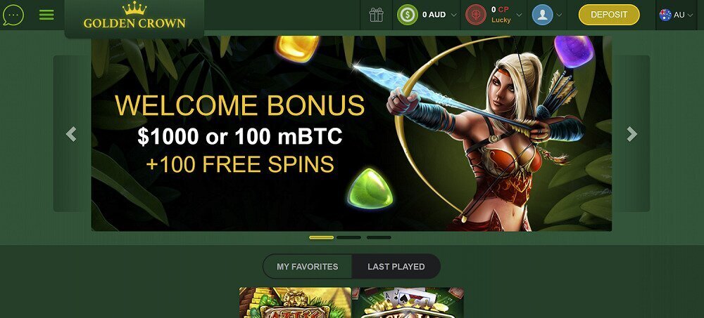 Golden crown casino homepage