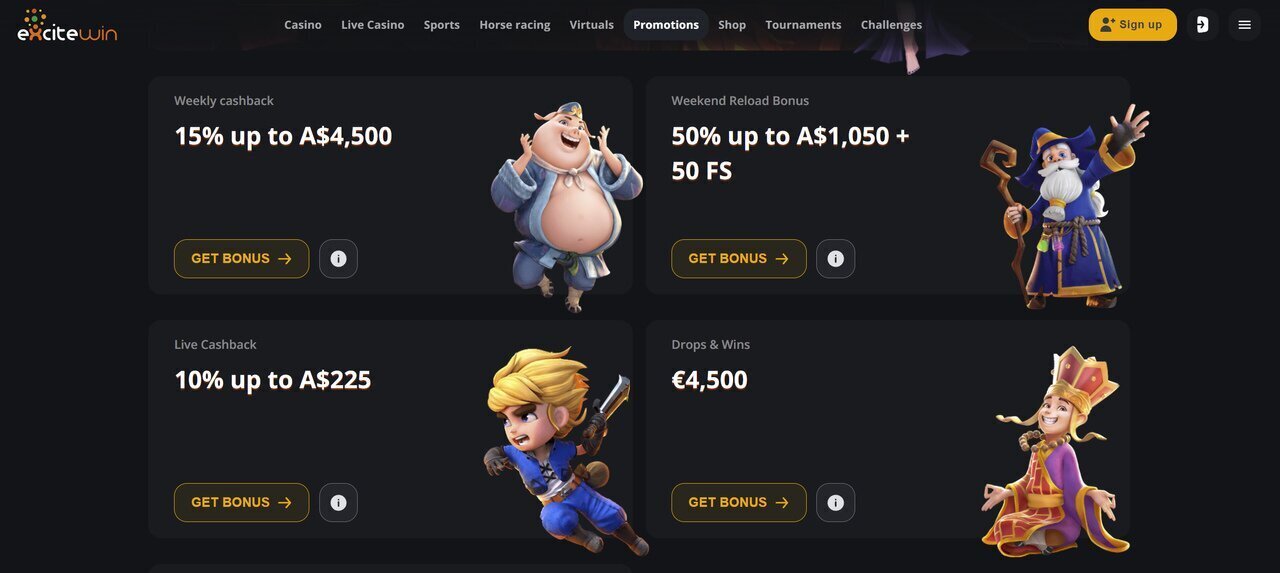 Excite Win Casino Promotions