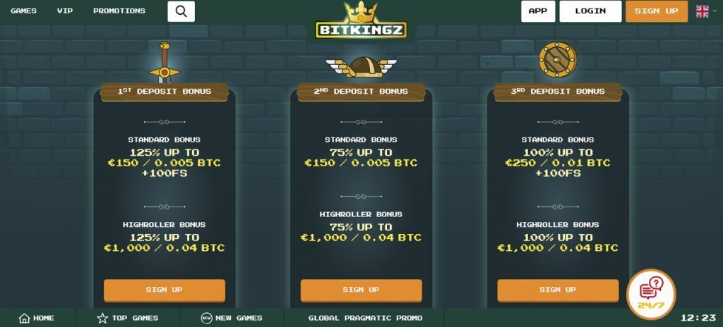 Bitkingz casino bonuses