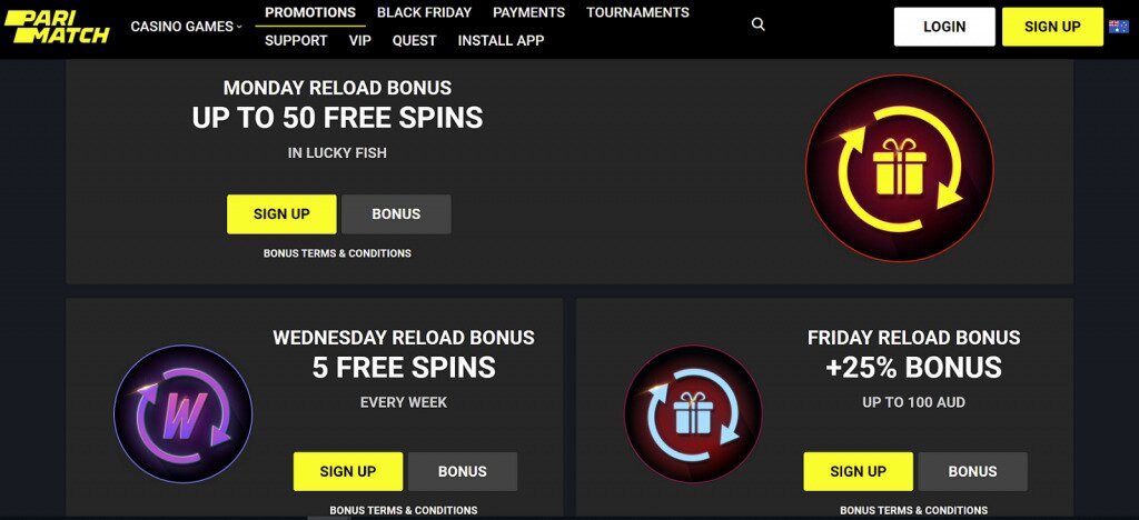 Parimatch casino bonuses