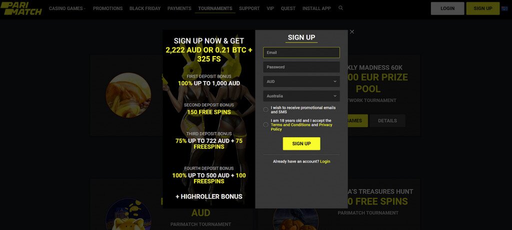 Parimatch casino sign up
