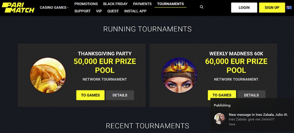 Parimatch casino tournament