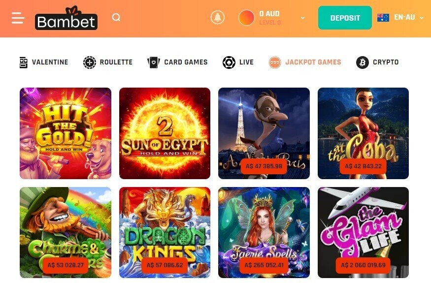 Bambet Jackpot Games