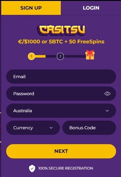 Casitsu Casino Registration 1