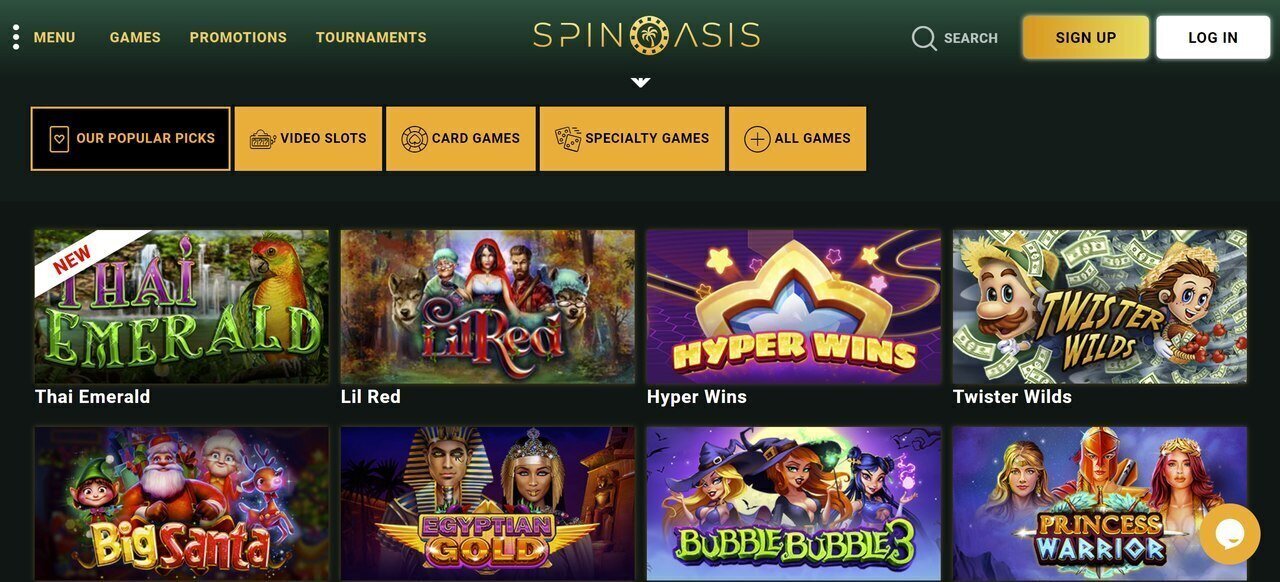 Spin Oasis casino games
