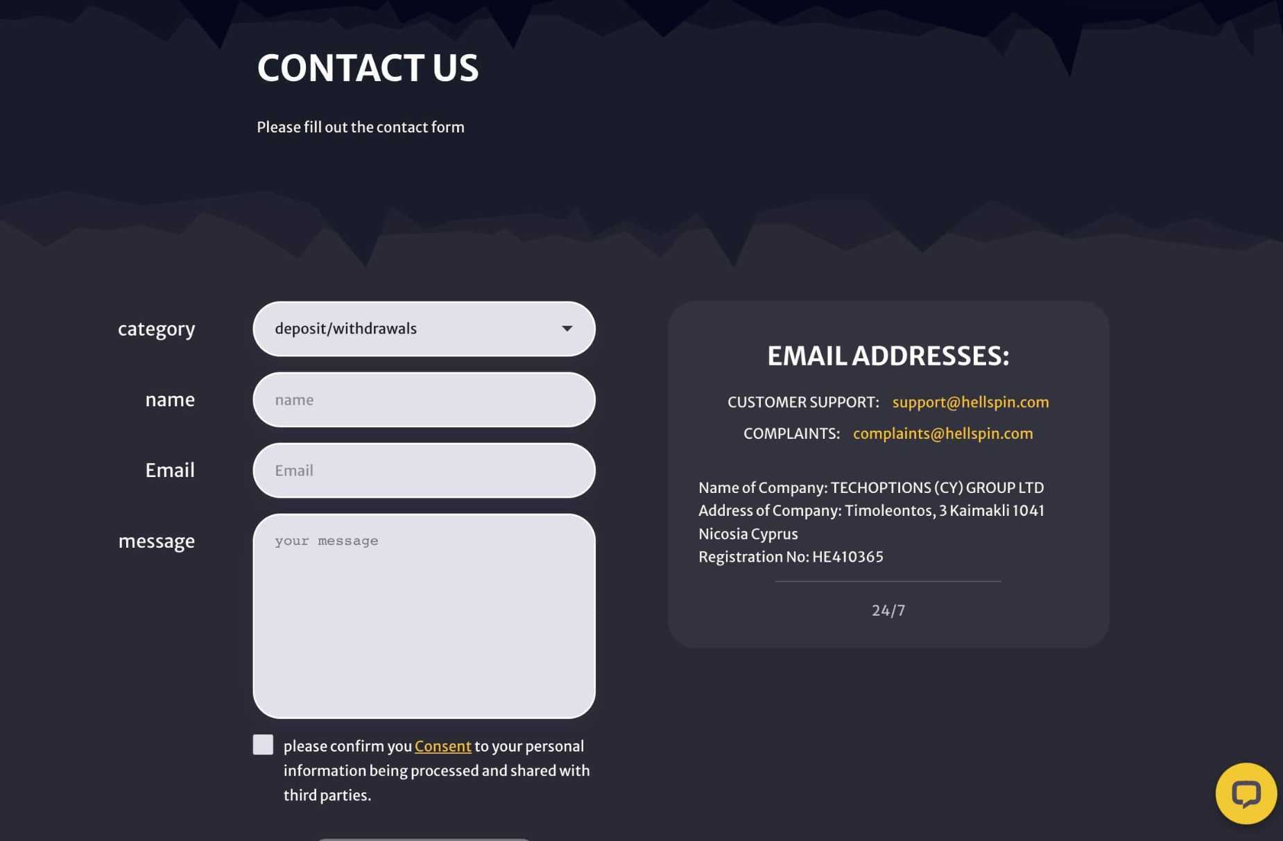 hell spin casino customer support
