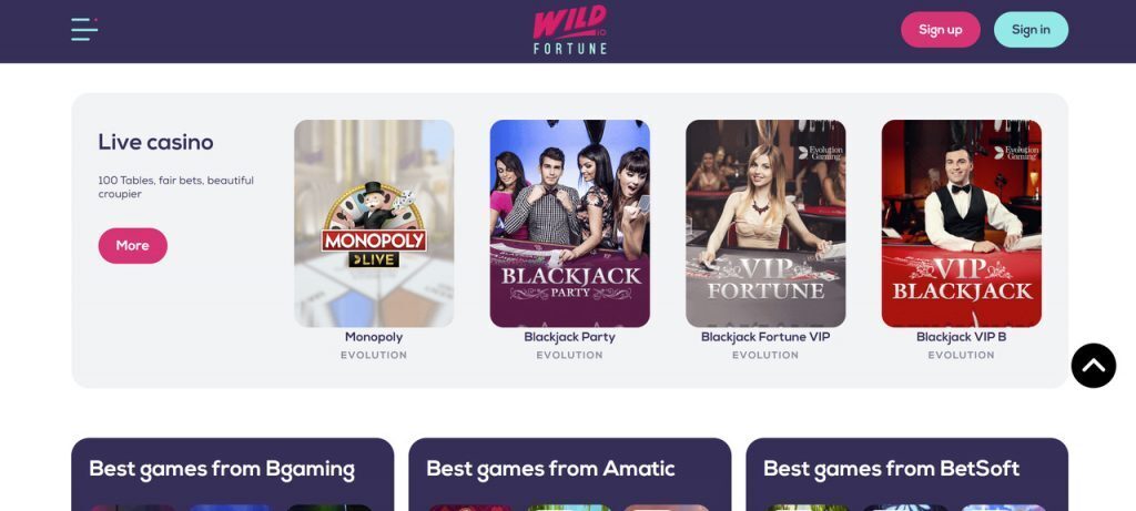 Wild Fortune casino games