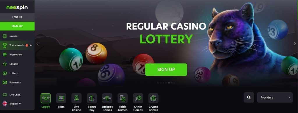 Neospin casino homepage