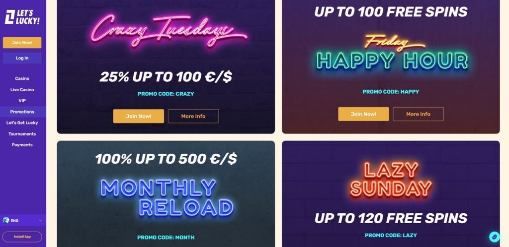 Letslucky promotions and bonuses