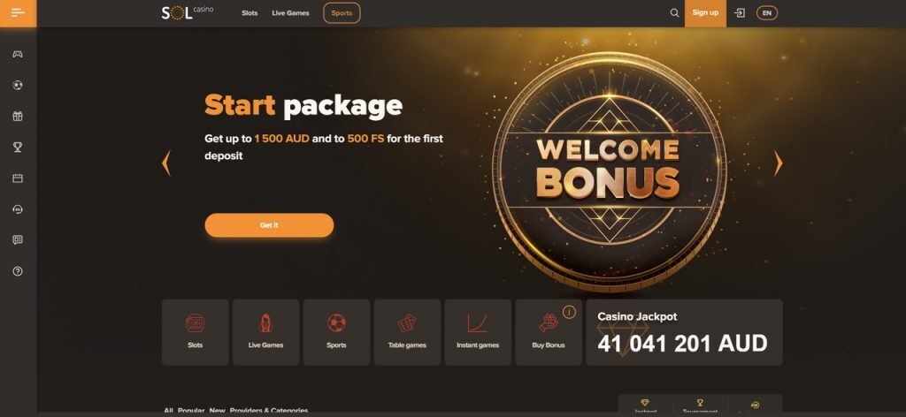 SOL casino welcome bonus