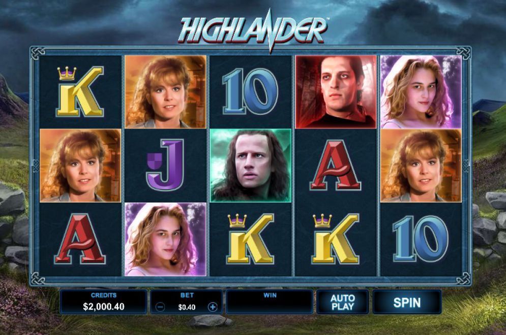 Virtual reels on the Highlander slot machine