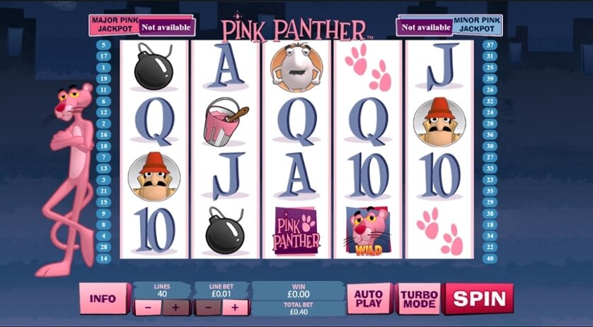Virtual reels on The Pink Panther online pokie