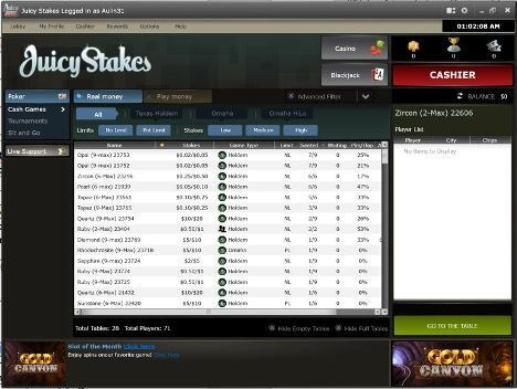 juicy stakes poker room