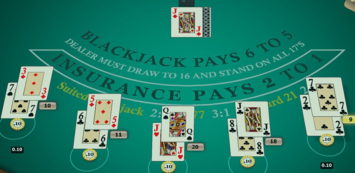 A blackjack tables displays 6:5 odds for a natural 21