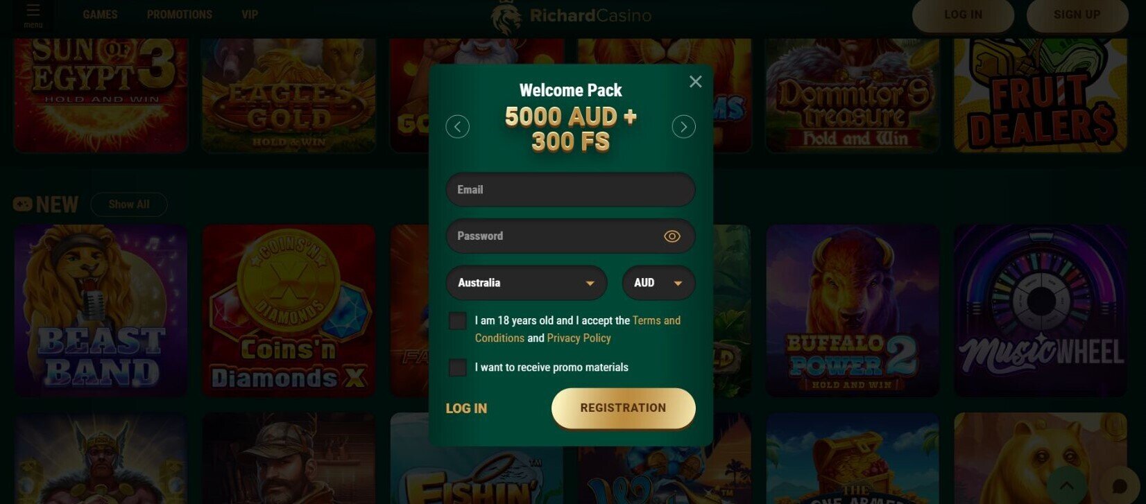 How to sign up at Richard Casino