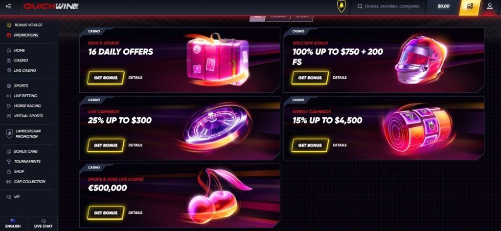 QuickWin Casino Bonuses