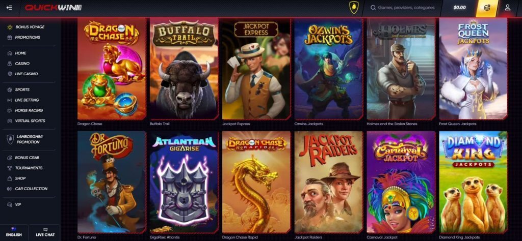 QuickWin Casino Jackpot games