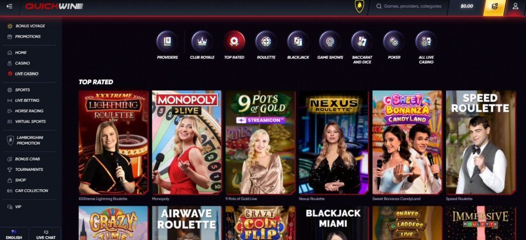QuickWin Casino Live Dealer Games