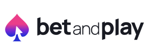 BetandPlay Casino logo with black letters and pin and purple spade symbol