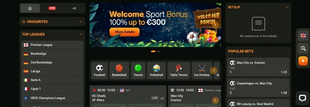 CashWin Casino Sports Betting section