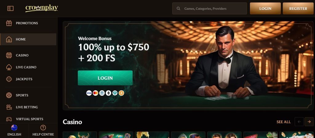 CrownPlay Casino homepage