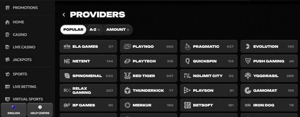 Spinsy game providers