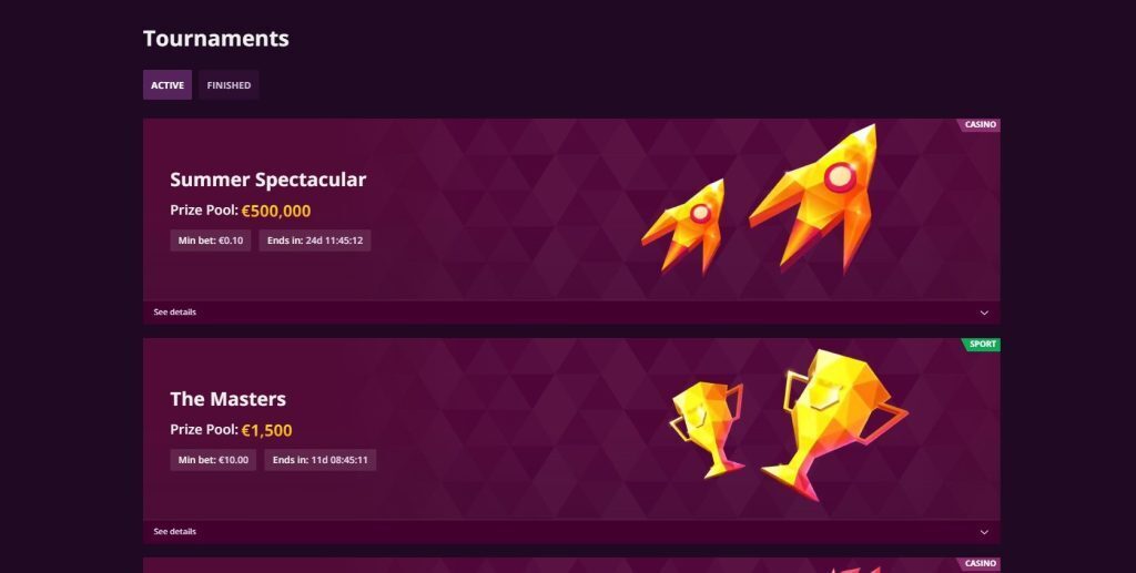 current tournaments at Malina casino