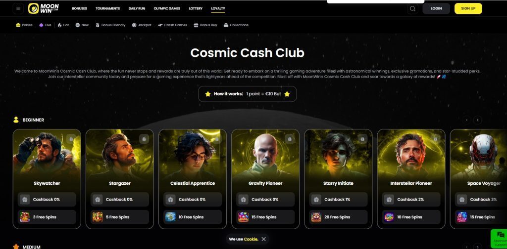 MoonWin casino vip program