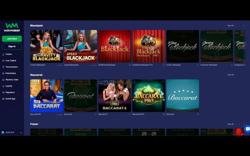 winmaker casino live dealer games