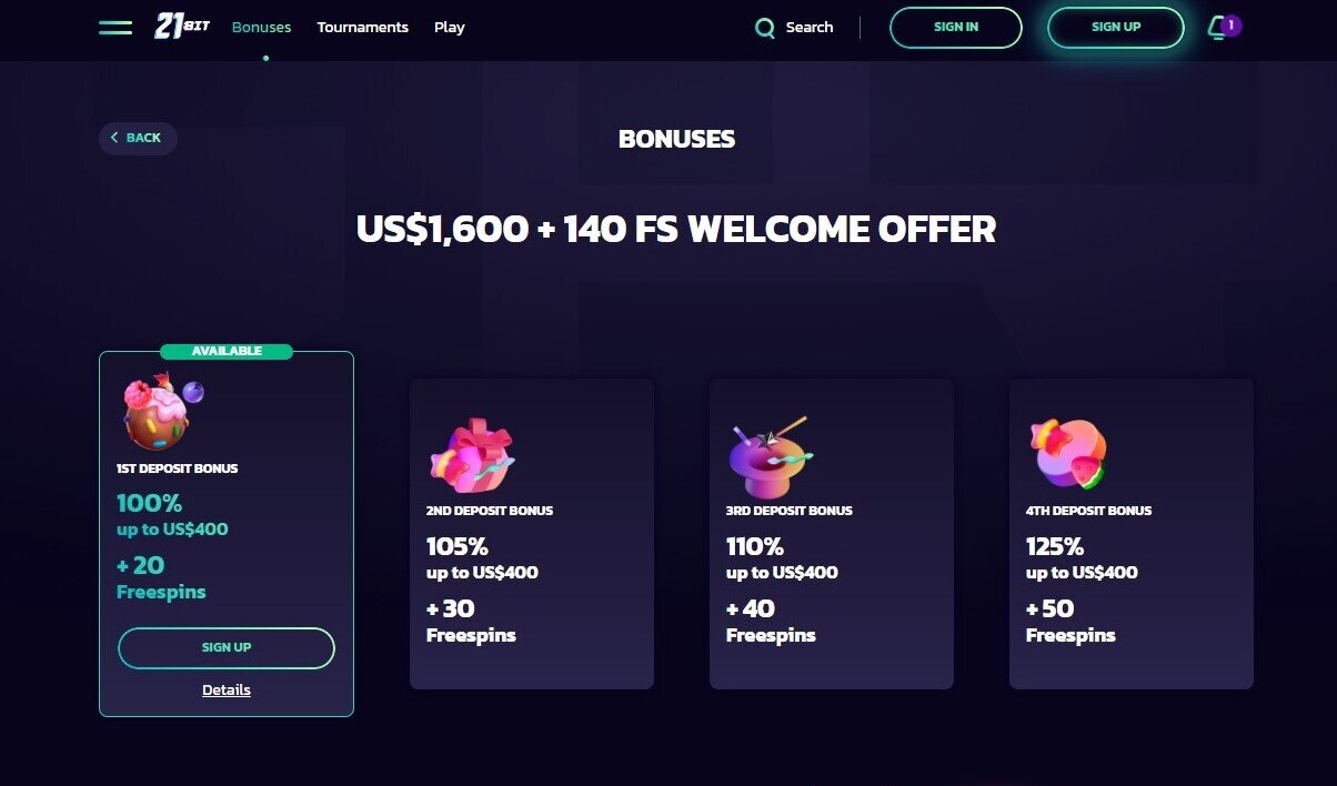 21bit Casino welcome package