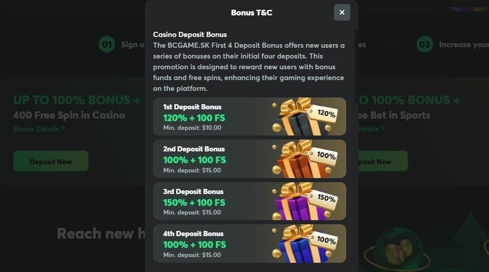 BC.Game Casino sign-up bonus