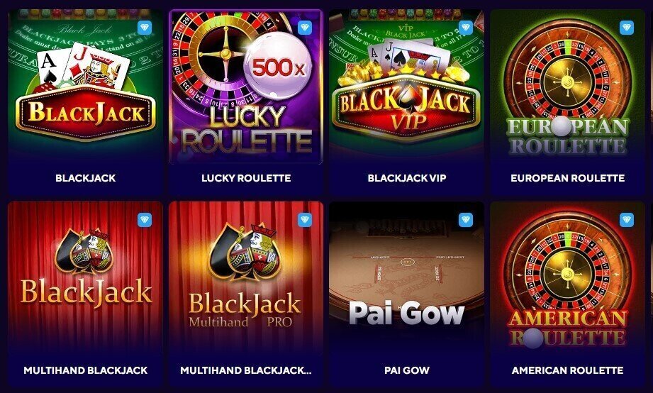 Dazard Casino table games catalogue