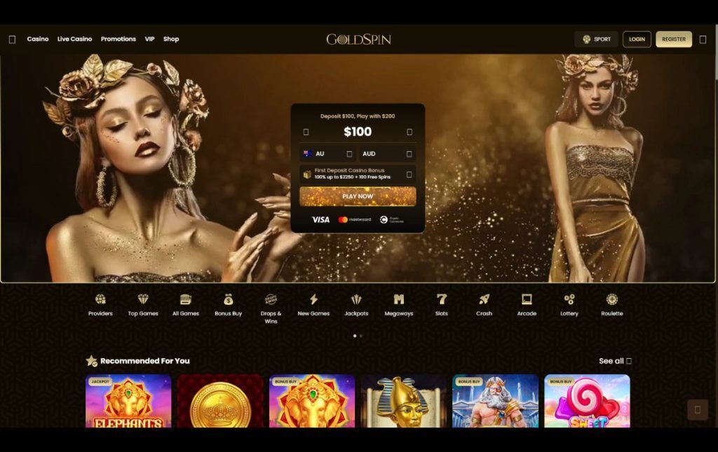 Goldspin casino homepage
