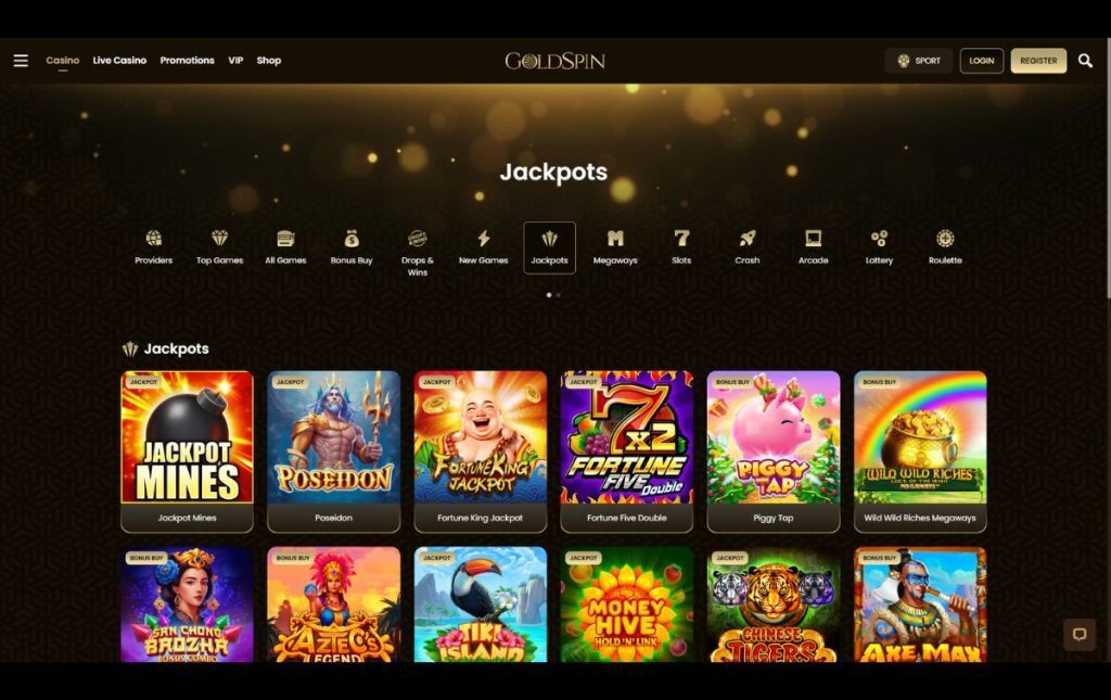Goldspin jackpot pokies catalogue