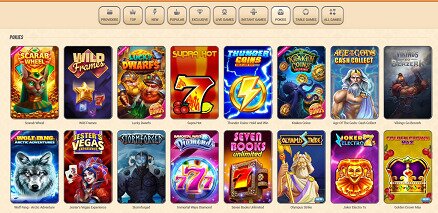 Screenshot of Vegasino Pokies page