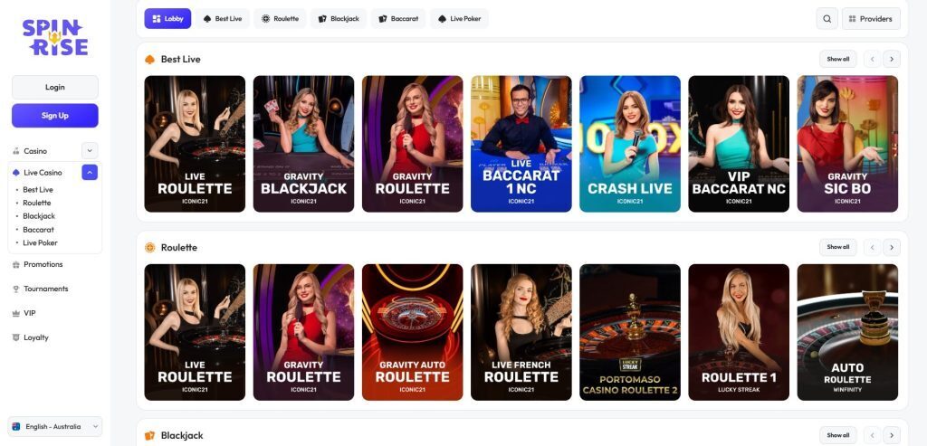 Spinrise Casino live casino games