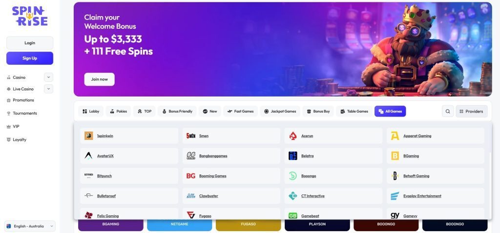 Spinrise Casino Game Providers
